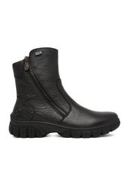 Rieker Botki CEO-Z7263-00 Czarny. Czarne botki Rieker, bez wzorów, ze skóry, bez obcasa, na płaskiej podeszwie, bez zapięcia. Za 449.99 zł.