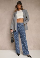 Niebieskie Jeansy Straight Leg High Waist Zdobione Printem Vilesse. Niebieskie spodnie materiałowe Renee, na co dzień, l, z aplikacjami, z jeansu, z podwyższonym stanem. Za 159.99 zł.