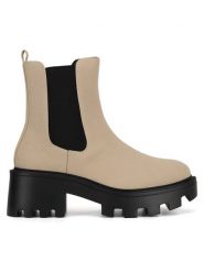DeeZee Sztyblety WYL3949-1A Beżowy. Brązowe botki DeeZee, bez wzorów, z materiału, bez obcasa, na słupku, bez zapięcia. Za 169.99 zł.
