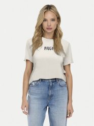 ONLY T-Shirt Lucy 15307412 Écru Regular Fit. T-shirty Only, m, bez wzorów, z bawełny, bez kołnierzyka, bez ramiączek. Za 59.99 zł.
