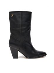 Tommy Hilfiger Botki FW0FW08253 Czarny. Czarne botki TOMMY HILFIGER, bez wzorów, ze skóry, bez obcasa, na słupku, bez zapięcia. Za 949.99 zł.