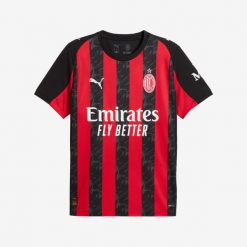Koszulka piłkarska oficjalna Puma AC Milan 25/26 domowa. Bluzki Puma, xl, bez wzorów, z materiału, sportowe, bez kołnierzyka, bez ramiączek. Za 459.99 zł.