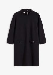 Sukienka mini z lejącej mieszanki wiskozy. Czarne sukienki bonprix, bez wzorów, z wiskozy, eleganckie, bez kołnierzyka, bez ramiączek, mini. Za 144.99 zł.