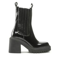 Botki GINO ROSSI. Czarne botki Gino Rossi, bez wzorów, bez obcasa, na słupku, bez zapięcia. Za 299.99 zł.