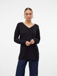 Vero Moda Sweter "Gold" w kolorze czarnym rozmiar: XS. Czarne swetry Vero Moda, xs, bez wzorów, ze splotem, bez ramiączek. Za 105.95 zł.