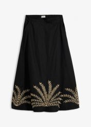 Spódnica maxi z haftem. Czarne spódnice bonprix, bez wzorów, z bawełny, maxi. Za 219.99 zł.