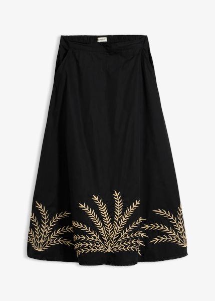 Spódnica maxi z haftem. Czarne spódnice bonprix, bez wzorów, z bawełny, maxi. Za 219.99 zł.