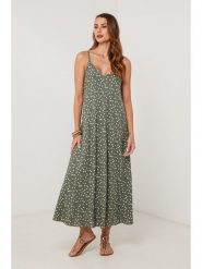 Lin Passion Lniana sukienka w kolorze khaki rozmiar: 40/42. Brązowe sukienki Lin Passion, na co dzień, bez wzorów, ze lnu, bez kołnierzyka, bez ramiączek, midi, proste. Za 159.59 zł.