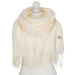 Biały, dwustronny szalik damski z poliestru - Peterson. Białe szaliki Peterson, na jesień, bez wzorów, eleganckie. Za 54.99 zł.