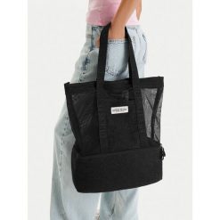 Torebka Guess Jeans. Czarne shopper Guess Jeans, z aplikacjami, z jeansu, bez dodatków. Za 189.99 zł.