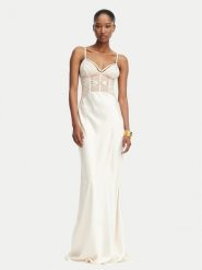 Elisabetta Franchi Sukienka wieczorowa AB-R53-62E2 Beżowy jasny Slim Fit. Brązowe sukienki Elisabetta Franchi, bez wzorów, z syntetyku, wizytowe, bez kołnierzyka, bez ramiączek. Za 3,229.00 zł.