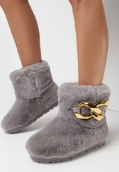 Szare Śniegowce Clymope. Szare trapery i śniegowce Born2be, z futra, za kostkę. Za 139.99 zł.