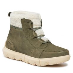 Botki Sorel. Zielone botki Sorel, bez wzorów, bez obcasa, na płaskiej podeszwie, bez zapięcia. Za 649.99 zł.