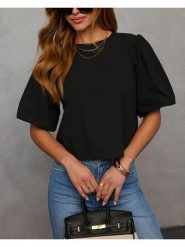 Milan Kiss Bluzka w kolorze czarnym rozmiar: XL. Czarne bluzki Milan Kiss, xl, bez wzorów, bez kołnierzyka, bez ramiączek. Za 113.99 zł.