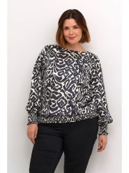 KAFFE curve Bluzka w kolorze czarno-kremowym rozmiar: 56. Brązowe bluzki KAFFE curve, bez wzorów, bez kołnierzyka, bez ramiączek. Za 104.99 zł.
