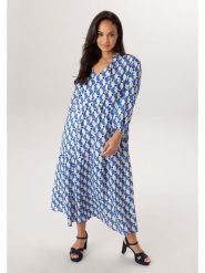 Aniston Sukienka w kolorze niebiesko-białym rozmiar: 48. Niebieskie sukienki Aniston, bez wzorów, z wiskozy, bez kołnierzyka, bez ramiączek, midi. Za 217.99 zł.