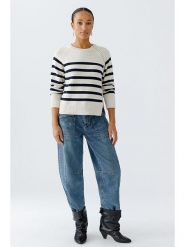 Oui Sweter w kolorze biało-granatowym rozmiar: 40. Białe swetry Oui, bez wzorów, z bawełny, bez ramiączek. Za 228.38 zł.