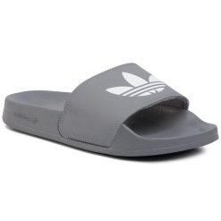 Klapki adidas. Szare klapki Adidas, bez wzorów, bez obcasa. Za 119.99 zł.