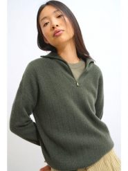 AUTHENTIC CASHMERE Kaszmirowy sweter w kolorze ciemnozielonym rozmiar: M. Zielone swetry AUTHENTIC CASHMERE, m, bez wzorów, z kaszmiru, bez ramiączek. Za 500.99 zł.