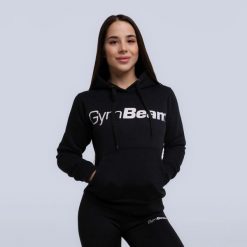 Bluza damska fitness z kapturem czarna Athlete. Czarne bluzy GYMBEAM, m, bez wzorów, z bawełny, z kapturem. Za 83.90 zł.