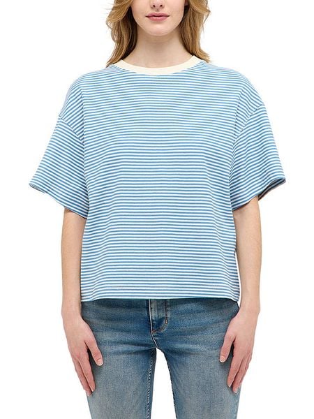 Mustang Koszulka w kolorze błękitnym rozmiar: S. Niebieskie bluzki Mustang, s, bez wzorów, z bawełny, bez kołnierzyka, bez ramiączek. Za 61.31 zł.