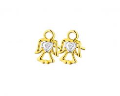 Kolczyki z żółtego złota z diamentami - aniołki, serca - 0,006 ct - próba 375. Żółte kolczyki Apart, z diamentem, złote. Za 499.00 zł.