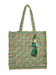 BLE Torebka w kolorze turkusowo-beżowym - 40 x 40 x 3 cm rozmiar: onesize. Brązowe torby na ramię BLE, z aplikacjami, z bawełny, na ramię, bez dodatków. Za 102.89 zł.