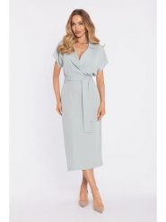 Made of emotion Sukienka w kolorze miętowym rozmiar: L. Zielone sukienki Made Of Emotion, l, bez wzorów, bez kołnierzyka, bez ramiączek, midi, kopertowe. Za 254.99 zł.