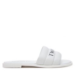 Klapki TWINSET. Białe klapki Twinset, bez wzorów, bez obcasa. Za 419.99 zł.