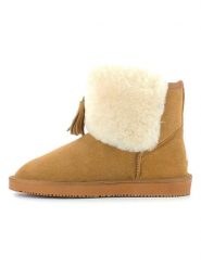 NICEBAY Skórzane botki zimowe "Nechako" w kolorze jasnobrązowym rozmiar: 37. Brązowe botki NICEBAY, na zimę, z aplikacjami, z materiału, bez obcasa, bez zapięcia. Za 130.99 zł.