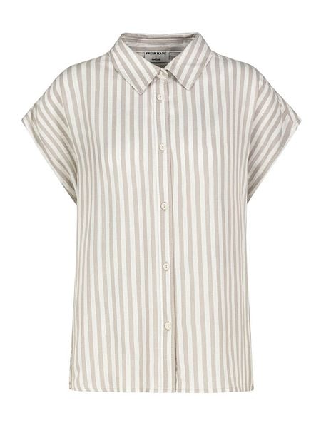 Fresh Made Bluzka w kolorze beżowo-białym rozmiar: M. Białe bluzki Fresh Made, m, bez wzorów, z wiskozy, bez kołnierzyka, bez ramiączek. Za 73.76 zł.