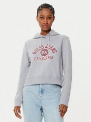Guess Bluza W5RQ29 K68I4 Szary Regular Fit. Szare bluzy Guess, l, z aplikacjami, z bawełny, bez kaptura. Za 229.99 zł.