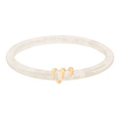 Bransoletka Forza z kremowej żywicy, pozłacana. Białe bransoletki Lilou, pozłacane. Za 189.00 zł.