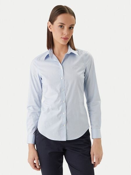 Gant Koszula 4300486 Błękitny Slim Fit. Niebieskie koszule GANT, bez wzorów, z bawełny, bez kołnierzyka, bez ramiączek. Za 302.99 zł.