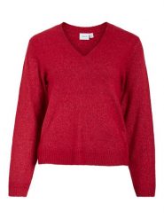 Vila Sweter "Vimiraz" w kolorze czerwonym rozmiar: XL. Czerwone swetry Vila, xl, bez wzorów, bez ramiączek. Za 74.46 zł.