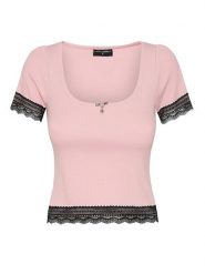 Vive Maria Koszulka "Sweet Cropped" w kolorze jasnoróżowym rozmiar: M. Różowe bluzki Vive Maria, m, bez wzorów, prążkowane, bez kołnierzyka, bez ramiączek. Za 88.02 zł.
