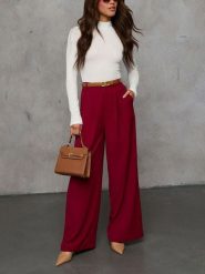 Milan Kiss Spodnie w kolorze bordowym rozmiar: L. Czerwone spodnie materiałowe Milan Kiss, l, bez wzorów, z materiału. Za 174.84 zł.