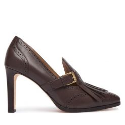 Półbuty LAUREN RALPH LAUREN. Brązowe czółenka Lauren Ralph Lauren, bez wzorów, bez obcasa, na obcasie, bez zapięcia. Za 1,199.00 zł.