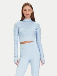 Guess Bluzka W5BP48 K7182 Błękitny Slim Fit. Niebieskie bluzki Guess, m, z aplikacjami, z syntetyku, bez kołnierzyka, bez ramiączek. Za 379.99 zł.