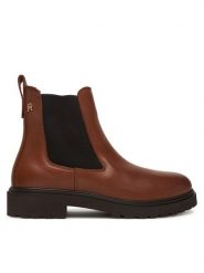 Tommy Hilfiger Sztyblety Cleated FW0FW08766 Brązowy. Brązowe botki TOMMY HILFIGER, bez wzorów, ze skóry, bez obcasa, na płaskiej podeszwie, bez zapięcia. Za 749.99 zł.