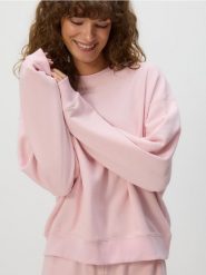 Bawełniana bluza - pastelowy róż. Czerwone bluzy Reserved, l, bez wzorów, z bawełny, bez kaptura. Za 89.99 zł.