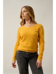 AUTHENTIC CASHMERE Kaszmirowy sweter "Lafon" w kolorze musztardowym rozmiar: M. Żółte swetry AUTHENTIC CASHMERE, m, bez wzorów, z kaszmiru, bez ramiączek. Za 353.27 zł.