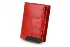 Damski skórzany portfel duży pionowy RFiD czerwony BELTIMORE 039. Czerwone portfele bez wzorów. Za 76.90 zł.