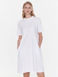 Max Mara Leisure Sukienka codzienna Gaspare 23362109 Biały Regular Fit. Białe sukienki Max Mara Leisure, na co dzień, m, bez wzorów, z bawełny, bez kołnierzyka, bez ramiączek, proste. Za 619.99 zł.