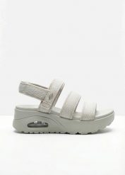Sandały marki Skechers z pianką memory. Białe sandały bonprix, bez wzorów, bez obcasa, bez zapięcia. Za 219.99 zł.