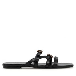 Klapki Gino Rossi. Czarne klapki Gino Rossi, bez wzorów, bez obcasa. Za 229.99 zł.