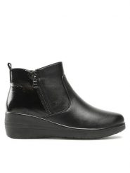 Clara Barson Botki LH21-1109-1 Czarny. Czarne botki Clara Barson, bez wzorów, ze skóry, bez obcasa, na koturnie, bez zapięcia. Za 139.99 zł.
