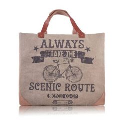 Duża shopperka z nadrukiem PAOLO PERUZZI E-13-MC beżowa. Brązowe shopper PAOLO PERUZZI, bez wzorów, z bawełny, duże, z nadrukiem, bez dodatków. Za 89.99 zł.