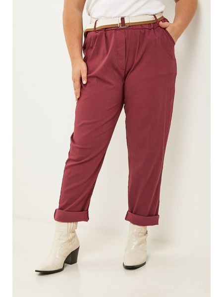 Curvy Lady Spodnie w kolorze bordowym rozmiar: 44/46. Czerwone spodnie materiałowe Curvy Lady, na co dzień, bez wzorów, z bawełny, z standardowym stanem. Za 144.95 zł.