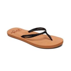Japonki plażowe damskie Roxy Costas. Czarne klapki Roxy, bez wzorów, bez obcasa. Za 99.99 zł.